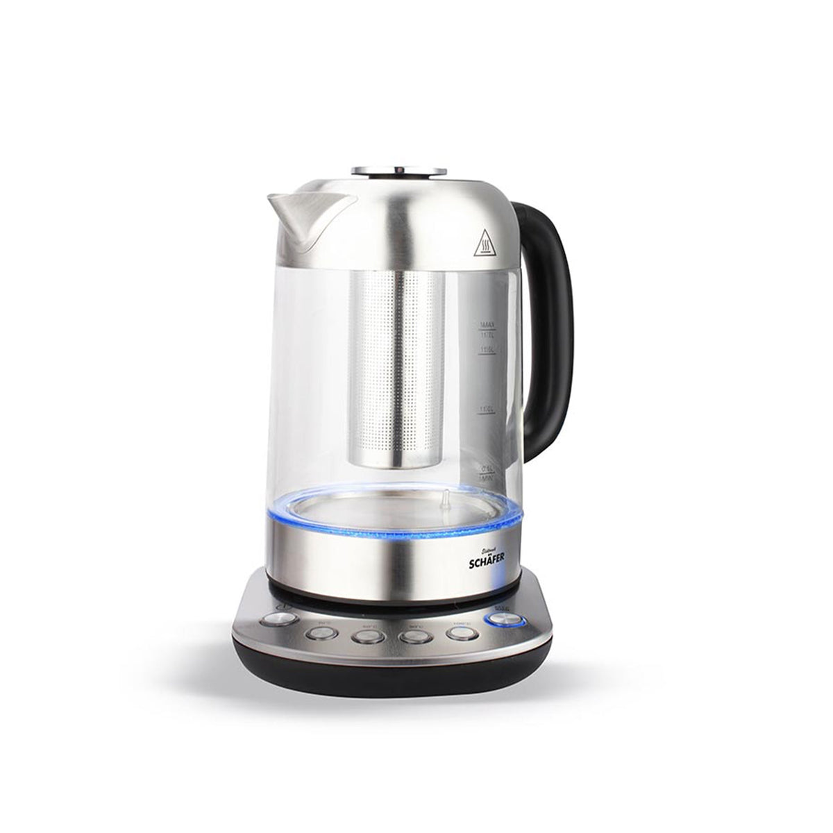 Schäfer Wasserkocher, 1,7 Liter, silber, mit Warmhaltefunktion und LED