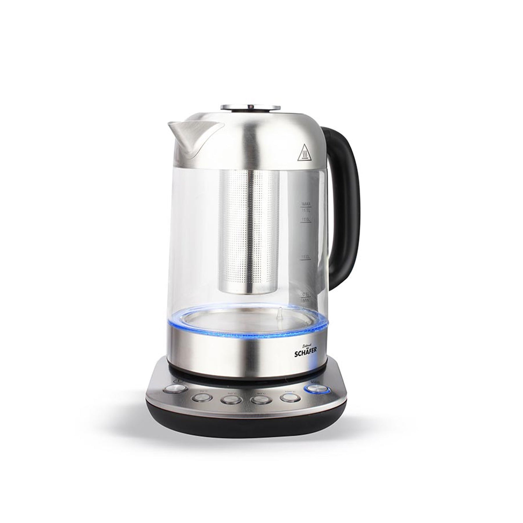 Schäfer Wasserkocher, 1,7 Liter, silber, mit Warmhaltefunktion und LED