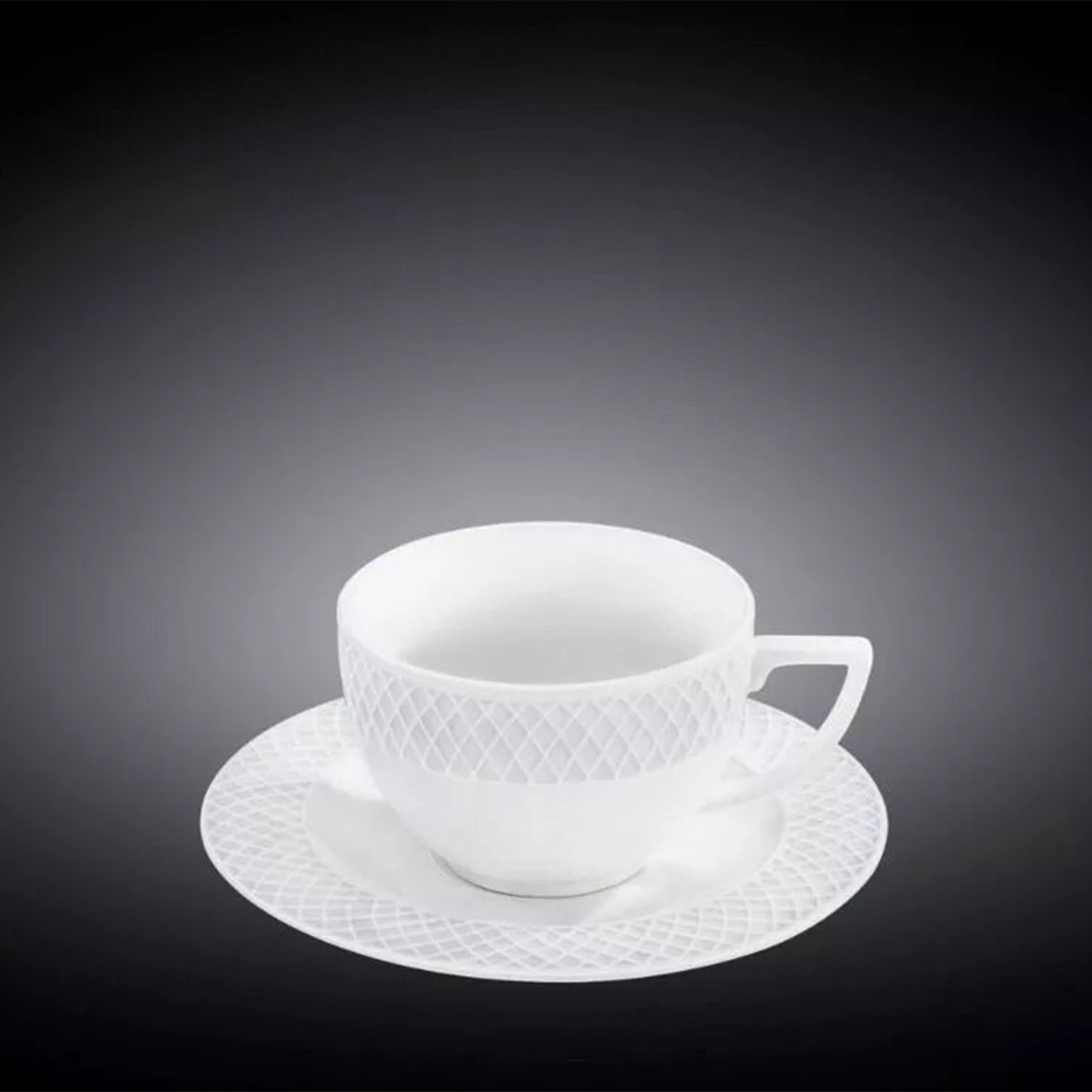 Wilmax Diamond Cappuccino Tasse mit Untertasse 170 ml Weiß Porzellan 6er Set