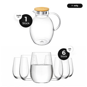 LAV Weingläser 6er Set 475 ml & Wilmax Glaskrug Set 2400 ml