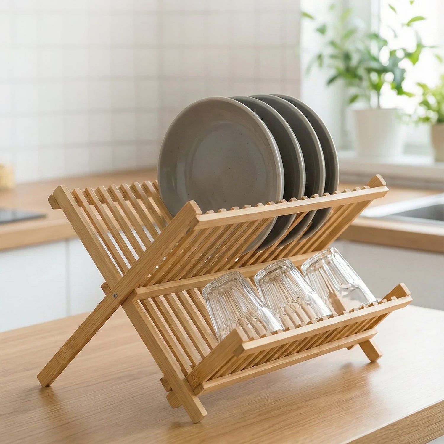 Bambus Abtropfgestell 43 x 34 cm - Küchenorganizer