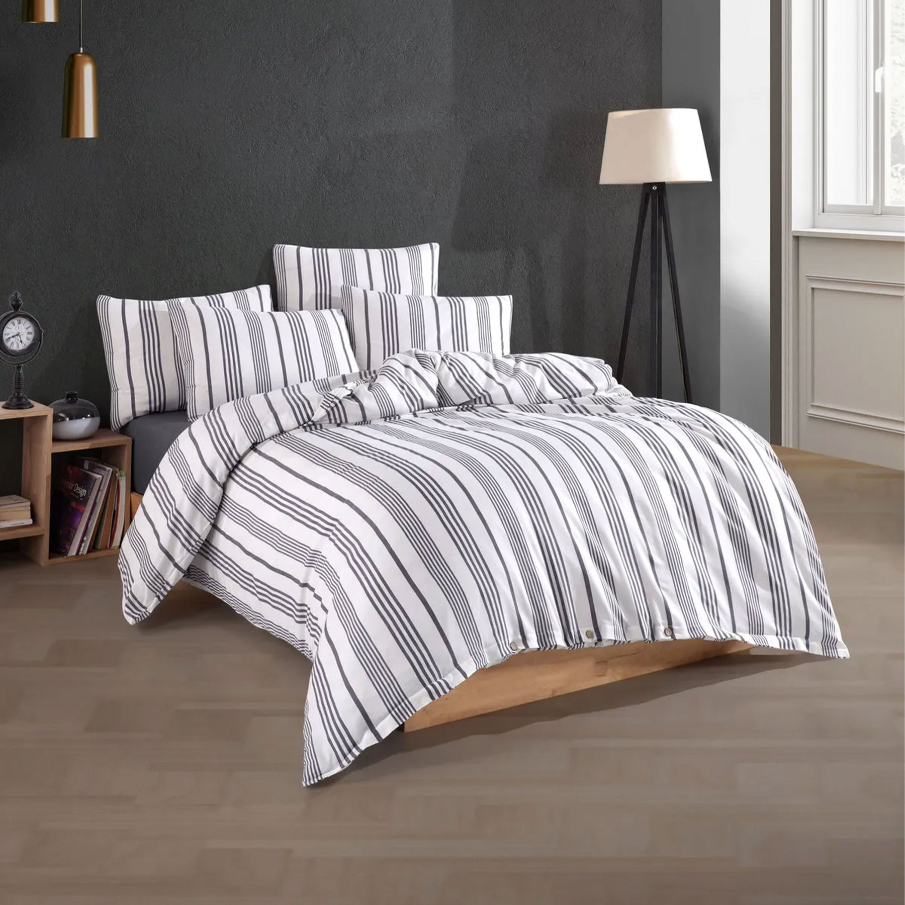 Nordic Schiller Bettbezug-Set für Einzelbett Garngefärbt, hypoallergen, 4-teilig