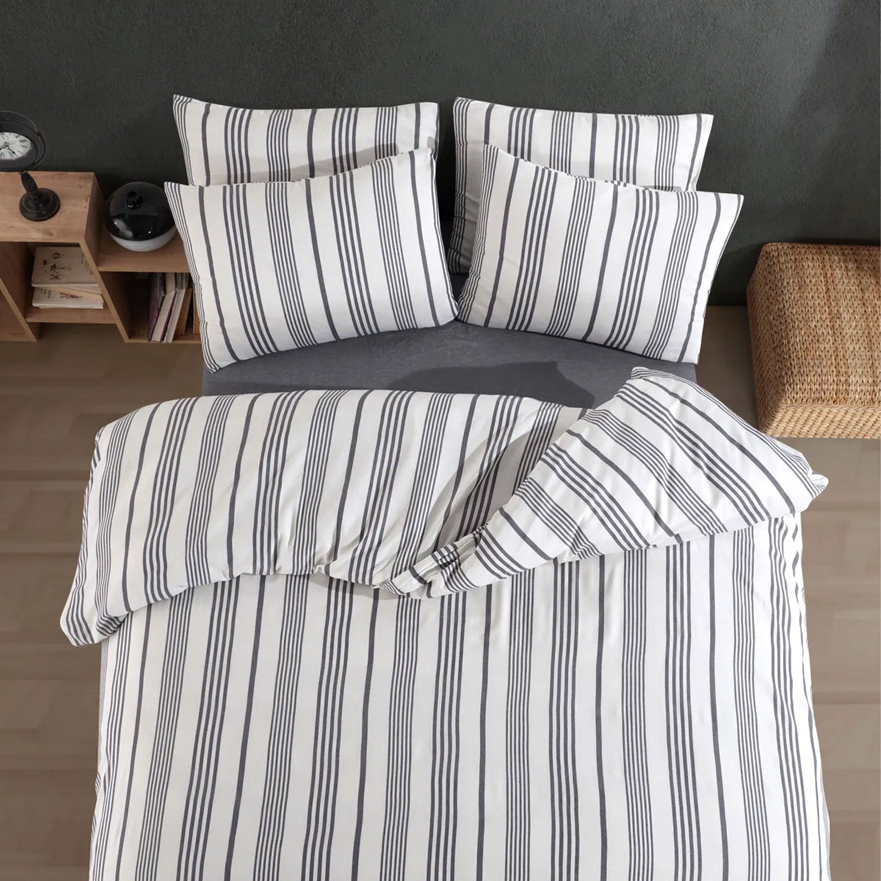 Nordic Schiller Bettbezug-Set für Einzelbett Garngefärbt, hypoallergen, 4-teilig