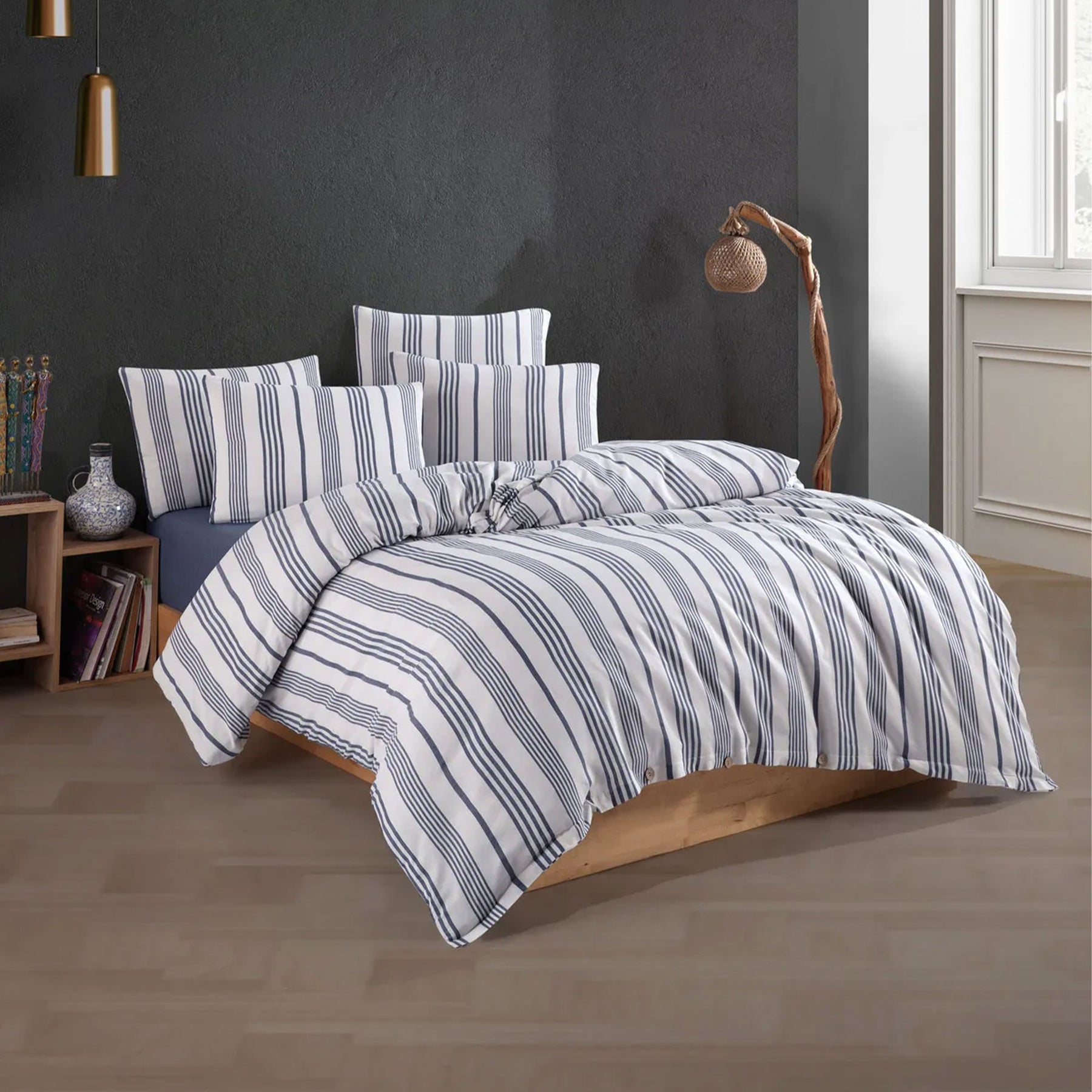 Nordic Schiller Bettbezug-Set für Einzelbett Garngefärbt, hypoallergen, 4-teilig