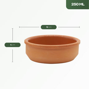 Viapot ANADOLU 6er Set - 250 ml - Innen Braun Glasiert - Terrakotta-Schalen - 12×4 cm