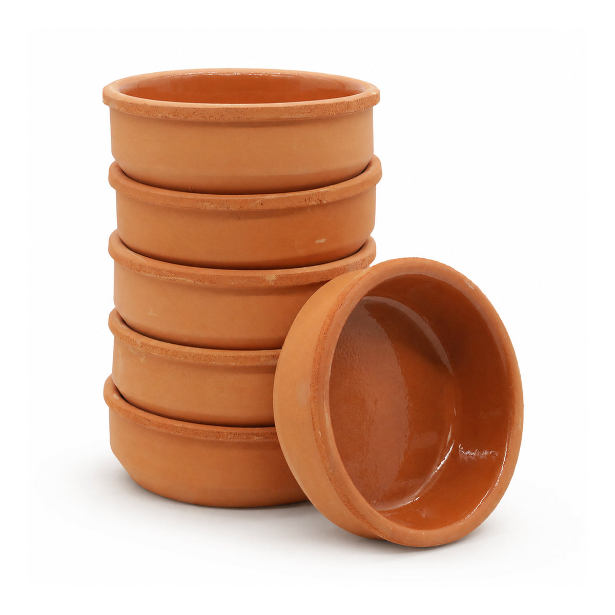 Viapot ANADOLU 6er Set - 250 ml - Innen Braun Glasiert - Terrakotta-Schalen - 12×4 cm