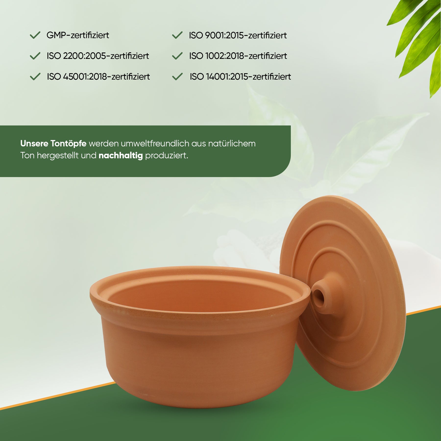 Viapot Big 3500 ml - Natur - Terrakotta-Schmortopf mit Deckel - 26×15 cm