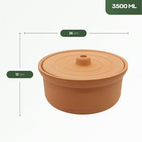 Viapot Big 3500 ml - Natur - Terrakotta-Schmortopf mit Deckel - 26×15 cm