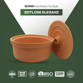Viapot Big 3500 ml - Natur - Terrakotta-Schmortopf mit Deckel - 26×15 cm