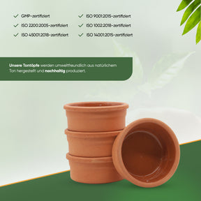 Viapot FLORYA 4er Set - 150 ml - Innen Braun Glasiert - Terrakotta-Schalen - 9,5×4,5 cm