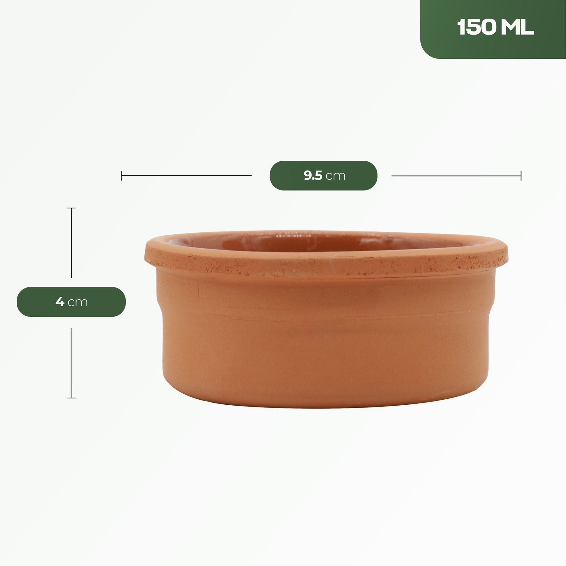 Viapot FLORYA 4er Set - 150 ml - Innen Braun Glasiert - Terrakotta-Schalen - 9,5×4,5 cm