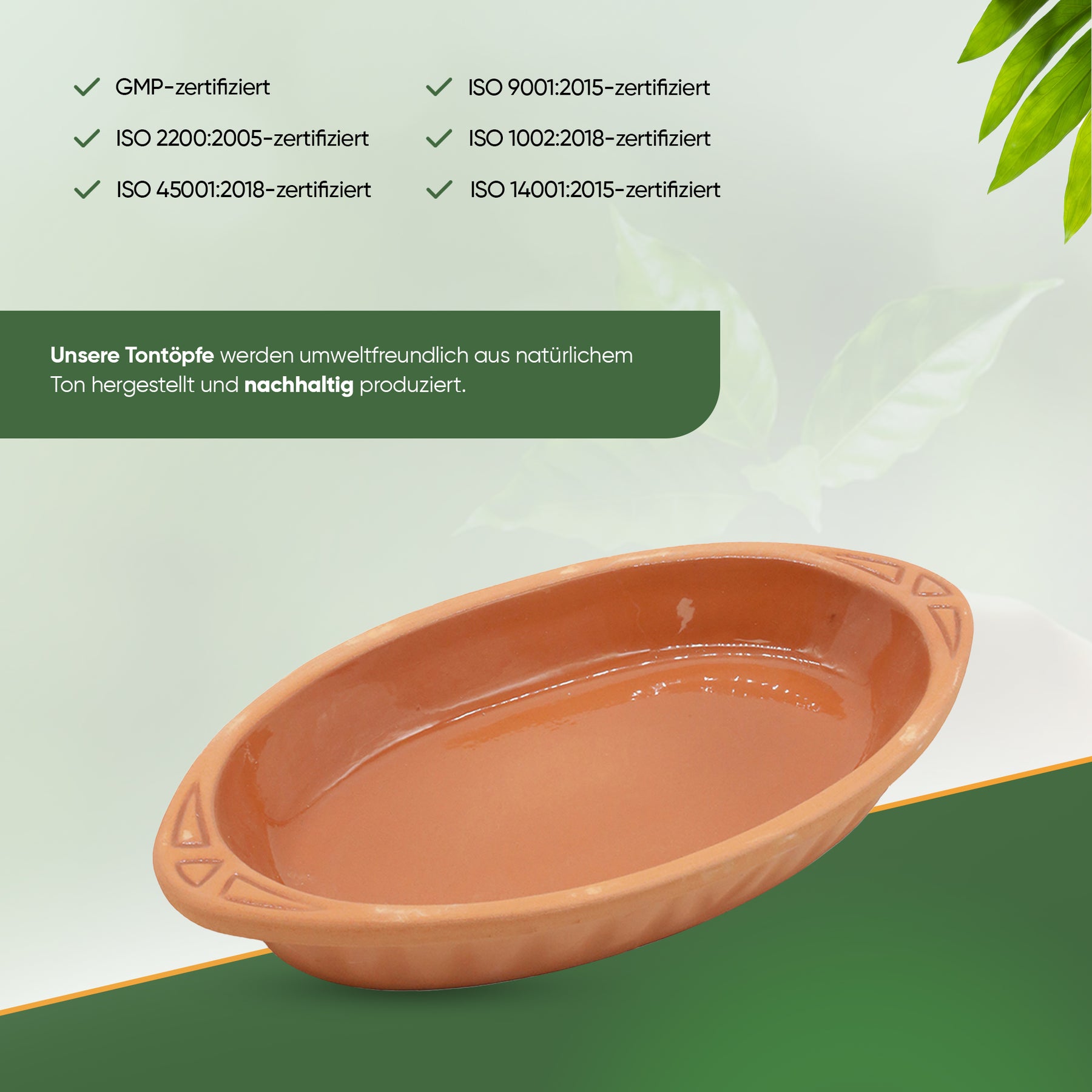 Viapot KILIS Medium 600 ml - Innen Braun Glasiert - Terrakotta-Auflaufform - 28×15,5×4,5 cm