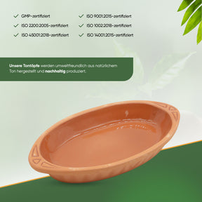 Viapot KILIS Medium 600 ml - Innen Braun Glasiert - Terrakotta-Auflaufform - 28×15,5×4,5 cm