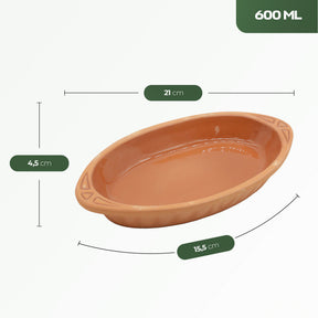 Viapot KILIS Medium 600 ml - Innen Braun Glasiert - Terrakotta-Auflaufform - 28×15,5×4,5 cm