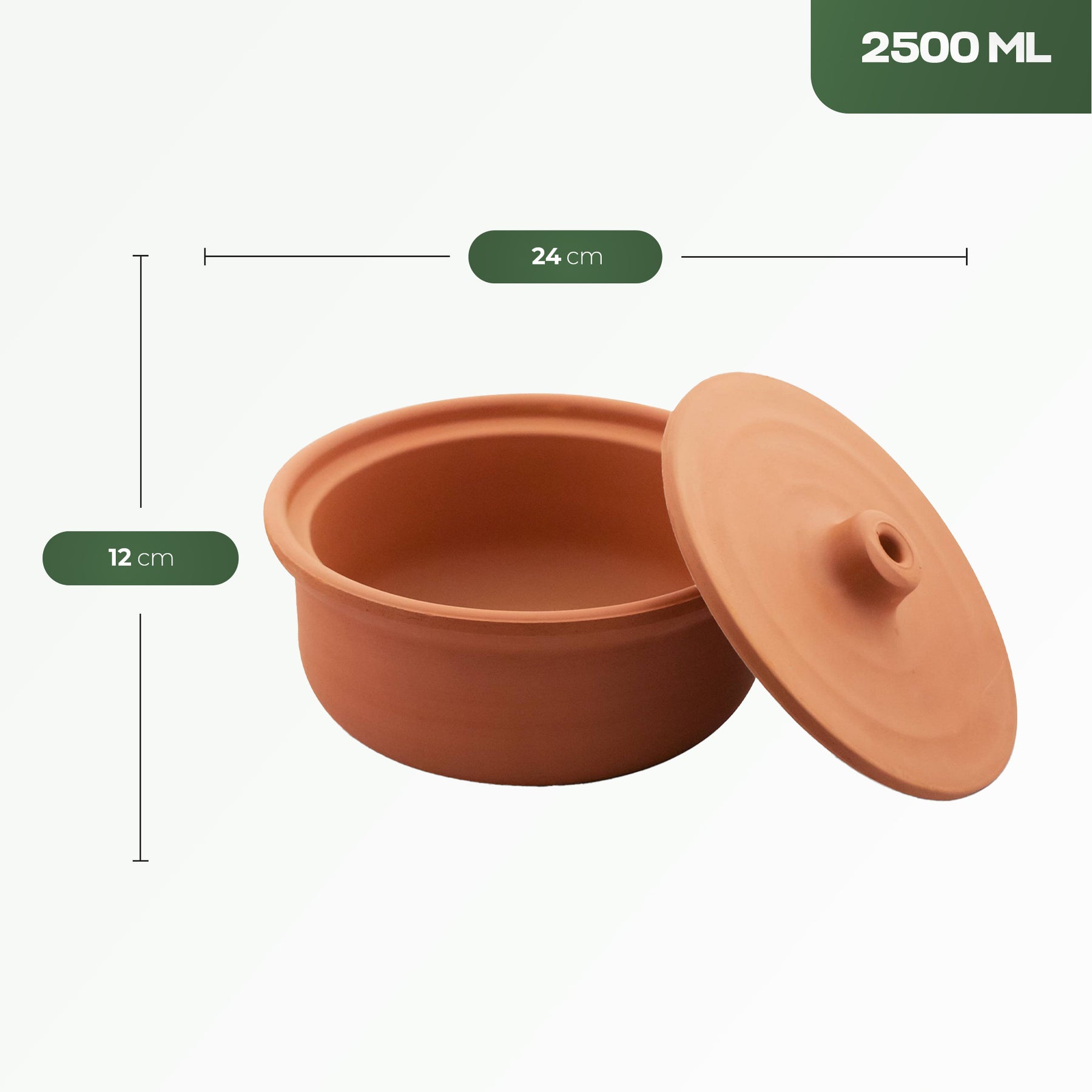 Viapot Medium 2500 ml - Natur - Terrakotta-Schmortopf mit Deckel - 24×12 cm