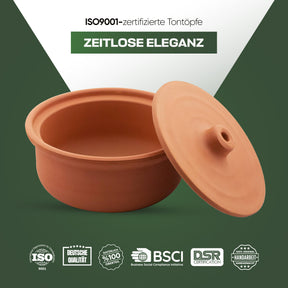 Viapot Medium 2500 ml - Natur - Terrakotta-Schmortopf mit Deckel - 24×12 cm