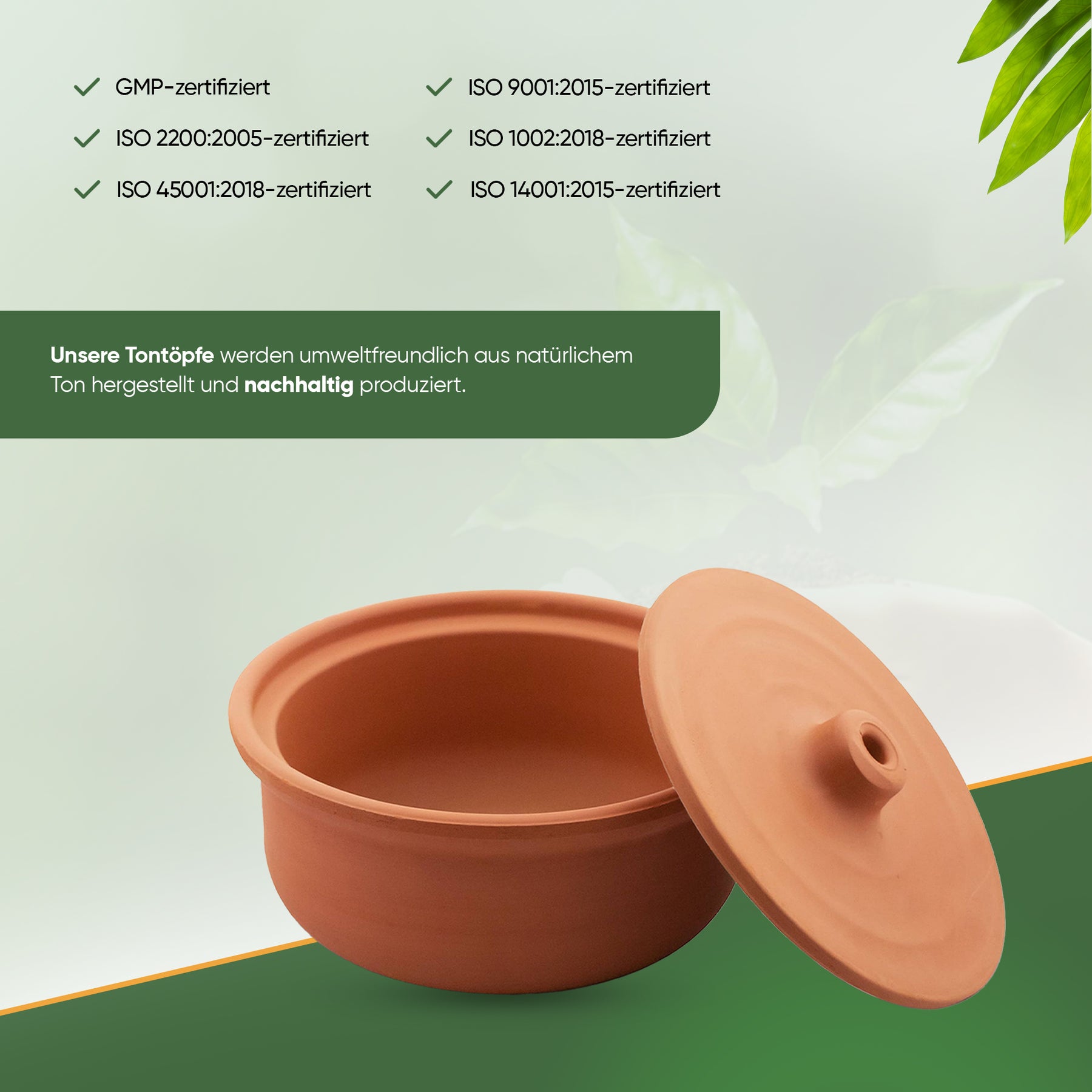 Viapot Medium 2500 ml - Natur - Terrakotta-Schmortopf mit Deckel - 24×12 cm