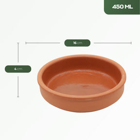 Viapot RUMELI 2er Set - 450 ml - Innen Braun Glasiert - Terrakotta-Schalen - 16×4 cm