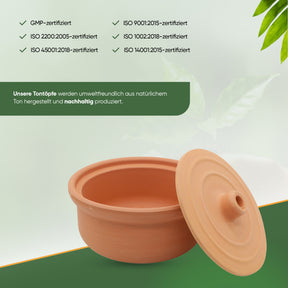 Viapot Small 1350 ml - Natur - Terrakotta-Schmortopf mit Deckel - 20×9 cm