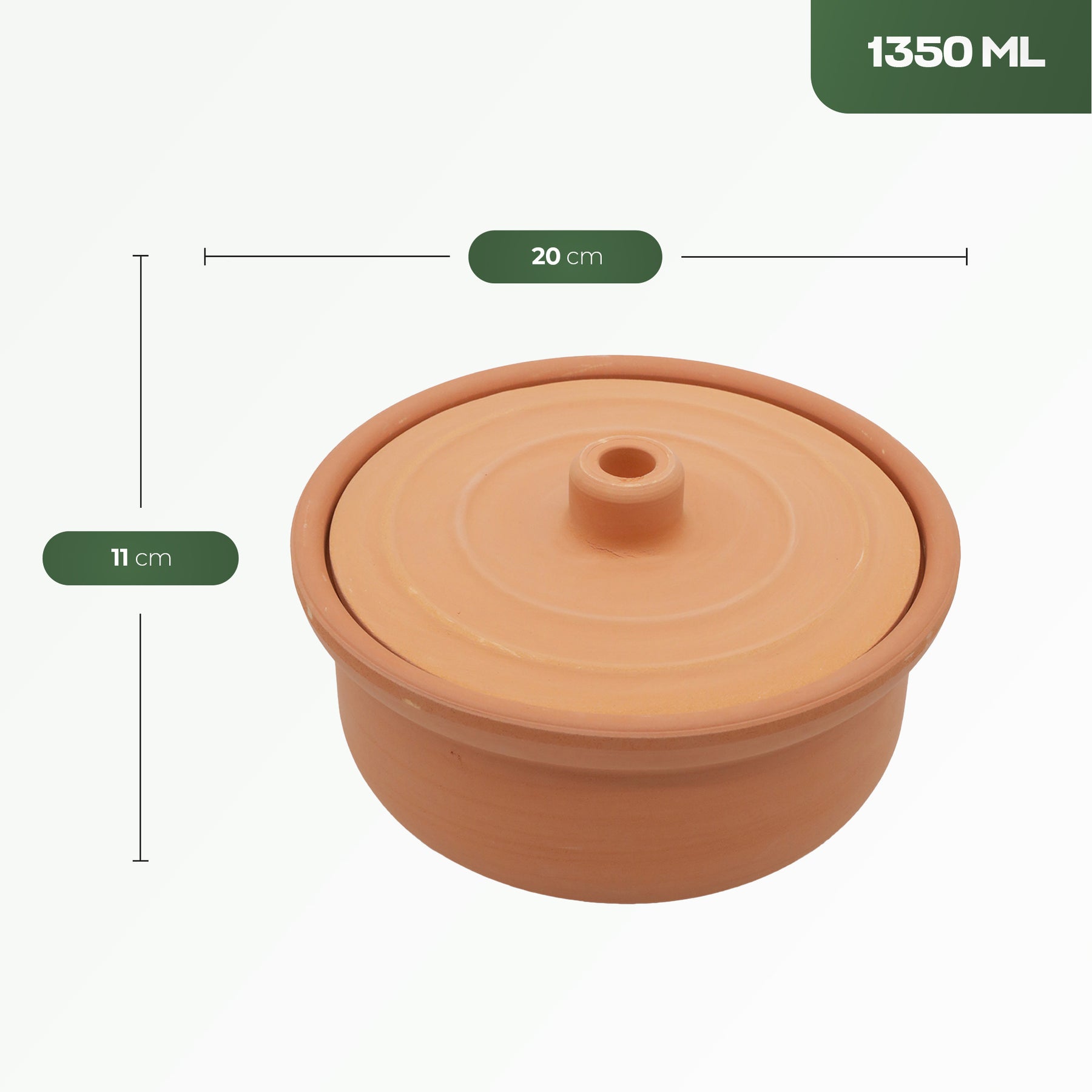 Viapot Small 1350 ml - Natur - Terrakotta-Schmortopf mit Deckel - 20×9 cm