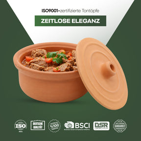 Viapot Small 1350 ml - Natur - Terrakotta-Schmortopf mit Deckel - 20×9 cm