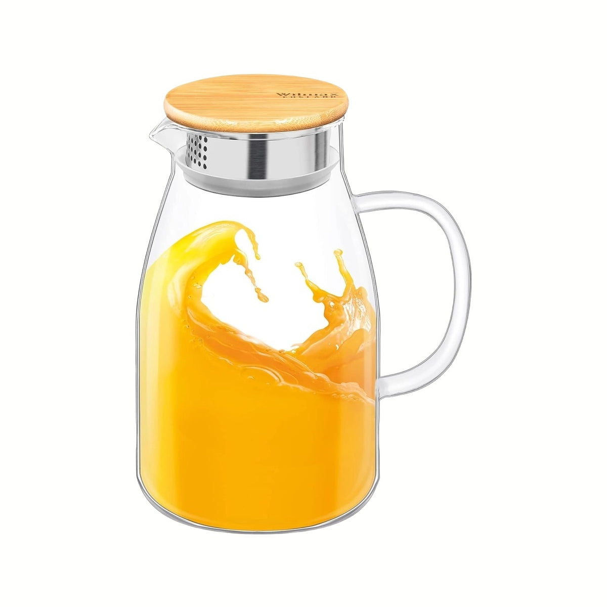 Wilmax Karaffe 1900 ml Thermoglas mit Bambusdeckel Transparent WL-888216/A