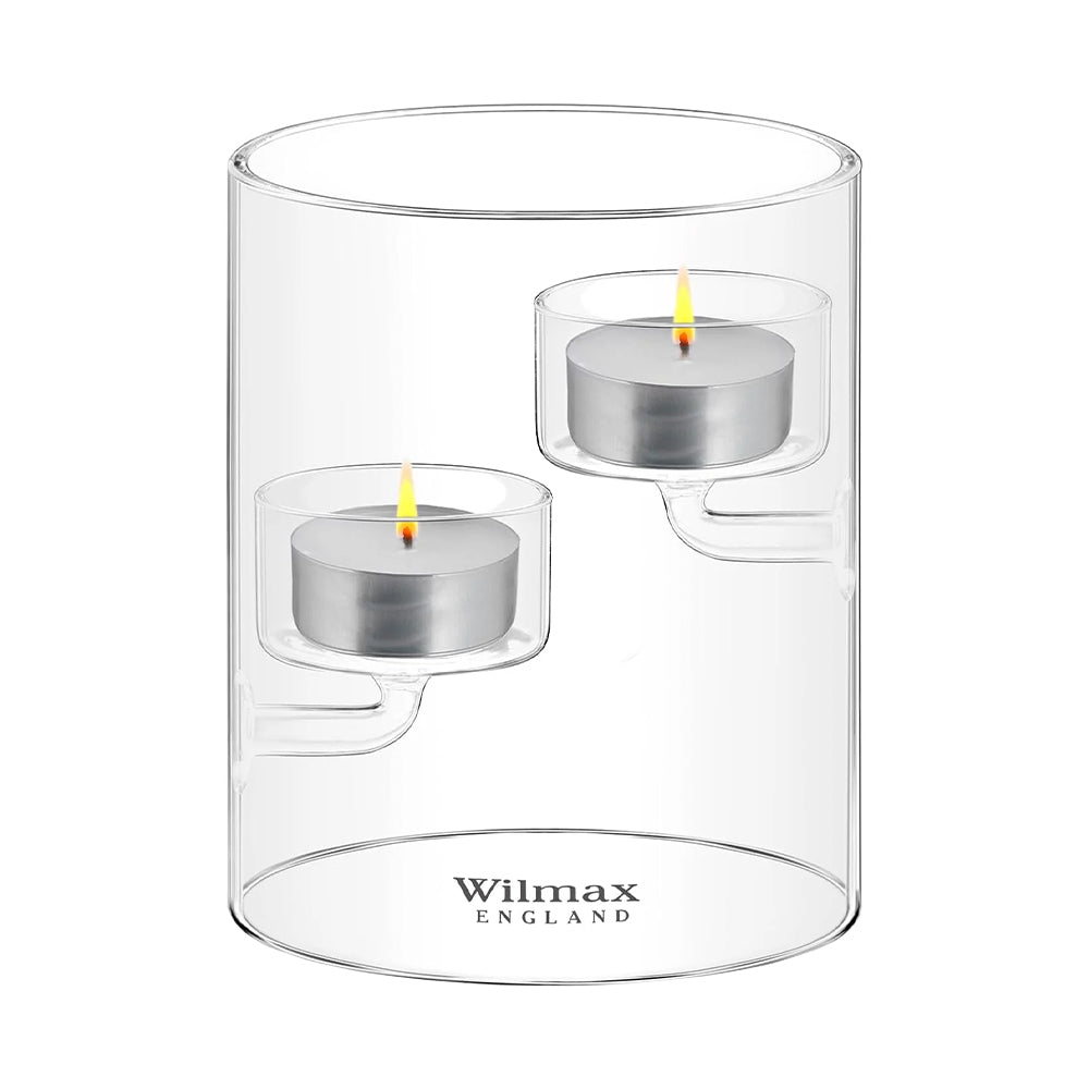 Wilmax Kerzenhalter für 2 Teelichter Thermoglas WL-888905/A