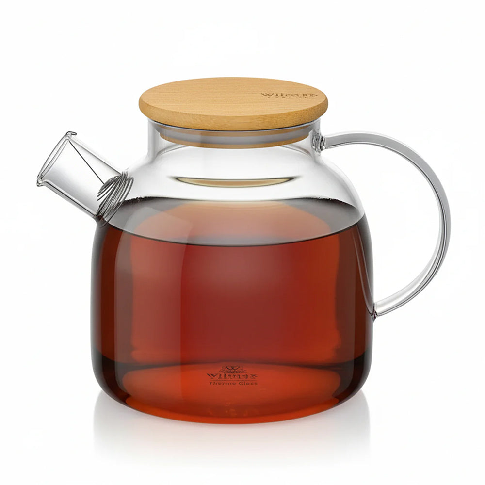 Wilmax Teekanne 1200 ml Glas mit Bambusdeckel WL-888826/A
