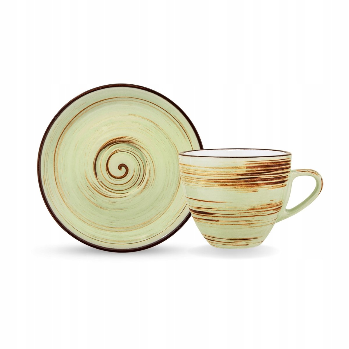 Wilmax Tasse mit Untertasse 190 ml Pistazie Porzellan 6er Set WL-669135/AB6