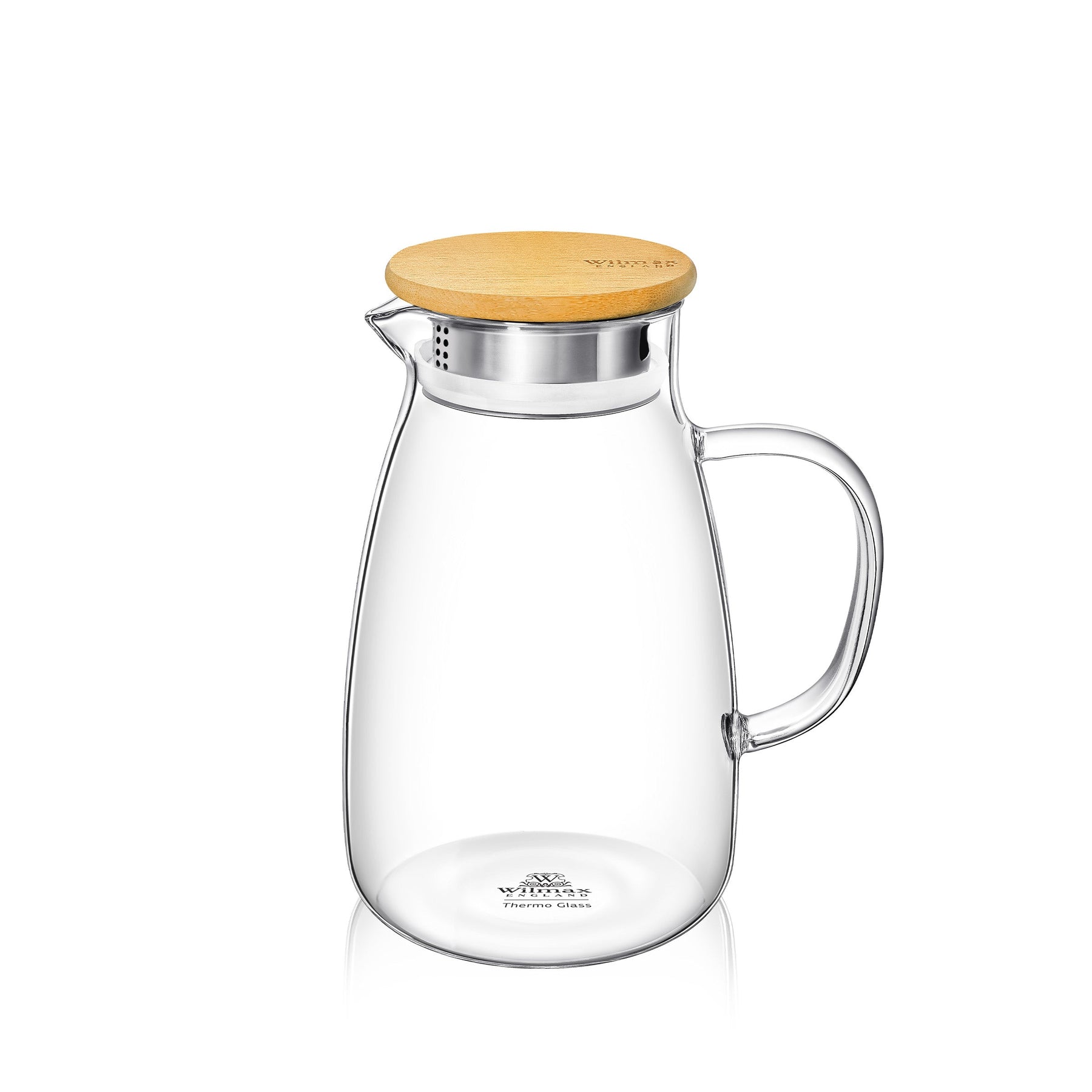 Wilmax Borosilikat Glas Krug mit Bambusdeckel