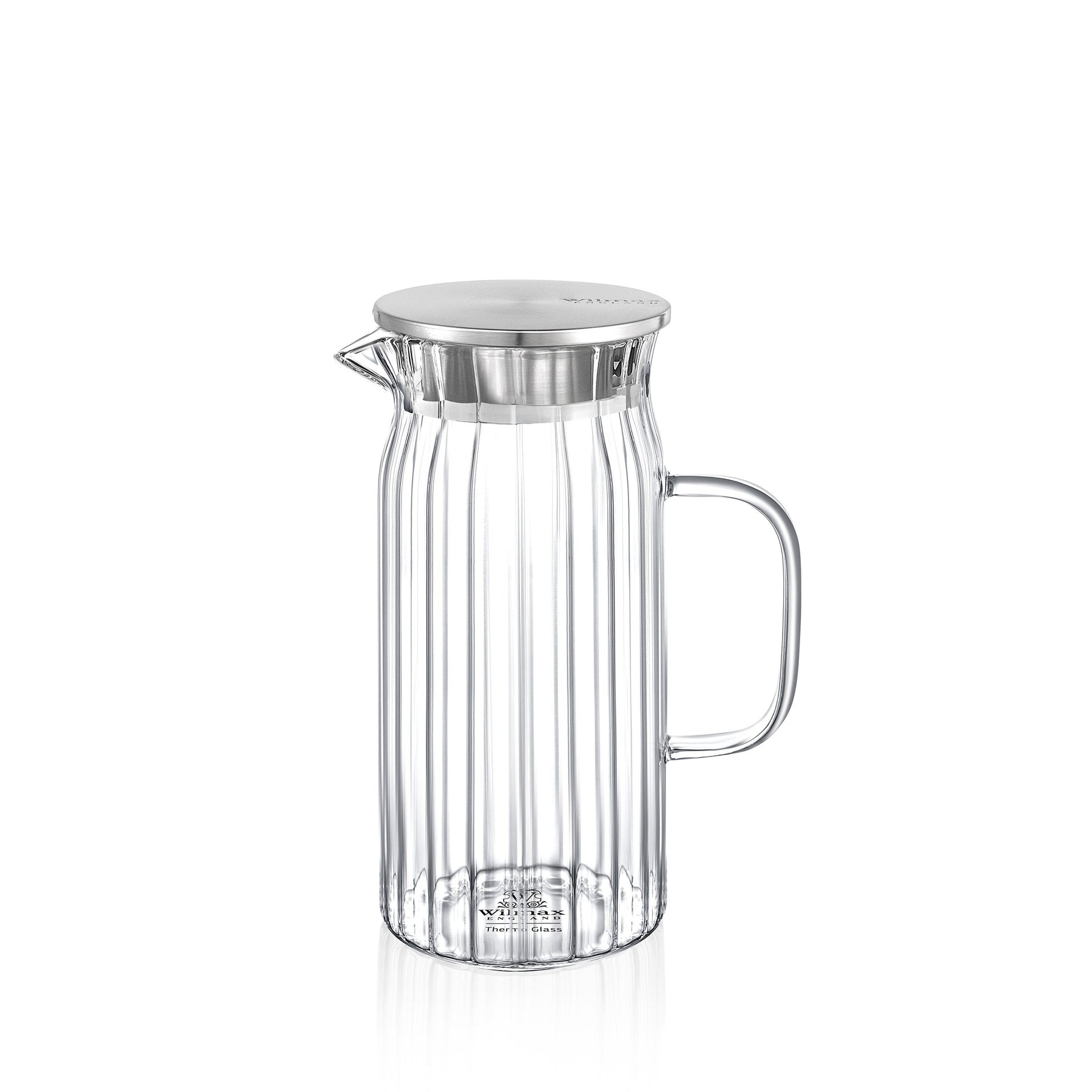 Wilmax Krug 1000 ml Thermoglas mit Edelstahl Deckel Transparent WL-888219/A