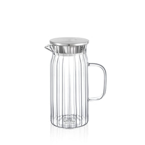 Wilmax Krug 1000 ml Thermoglas mit Edelstahl Deckel Transparent WL-888219/A