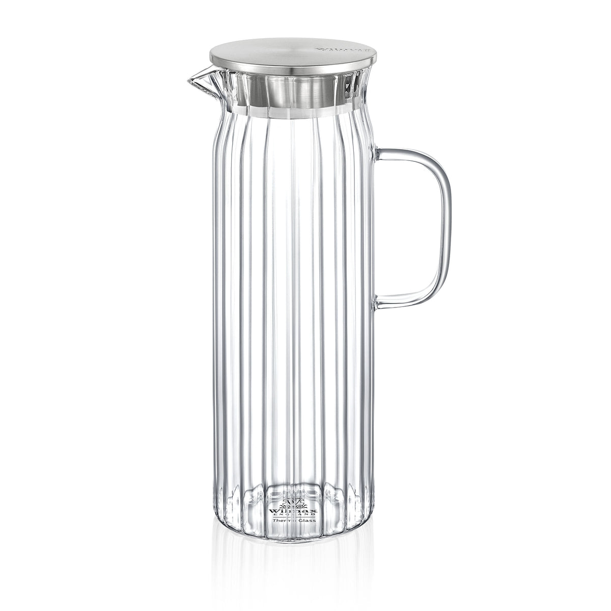 Wilmax Borosilikat Glas Krug mit Edelstahl-Deckel