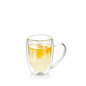 Wilmax Doppelwandige Thermoglas-Tasse mit Henkel