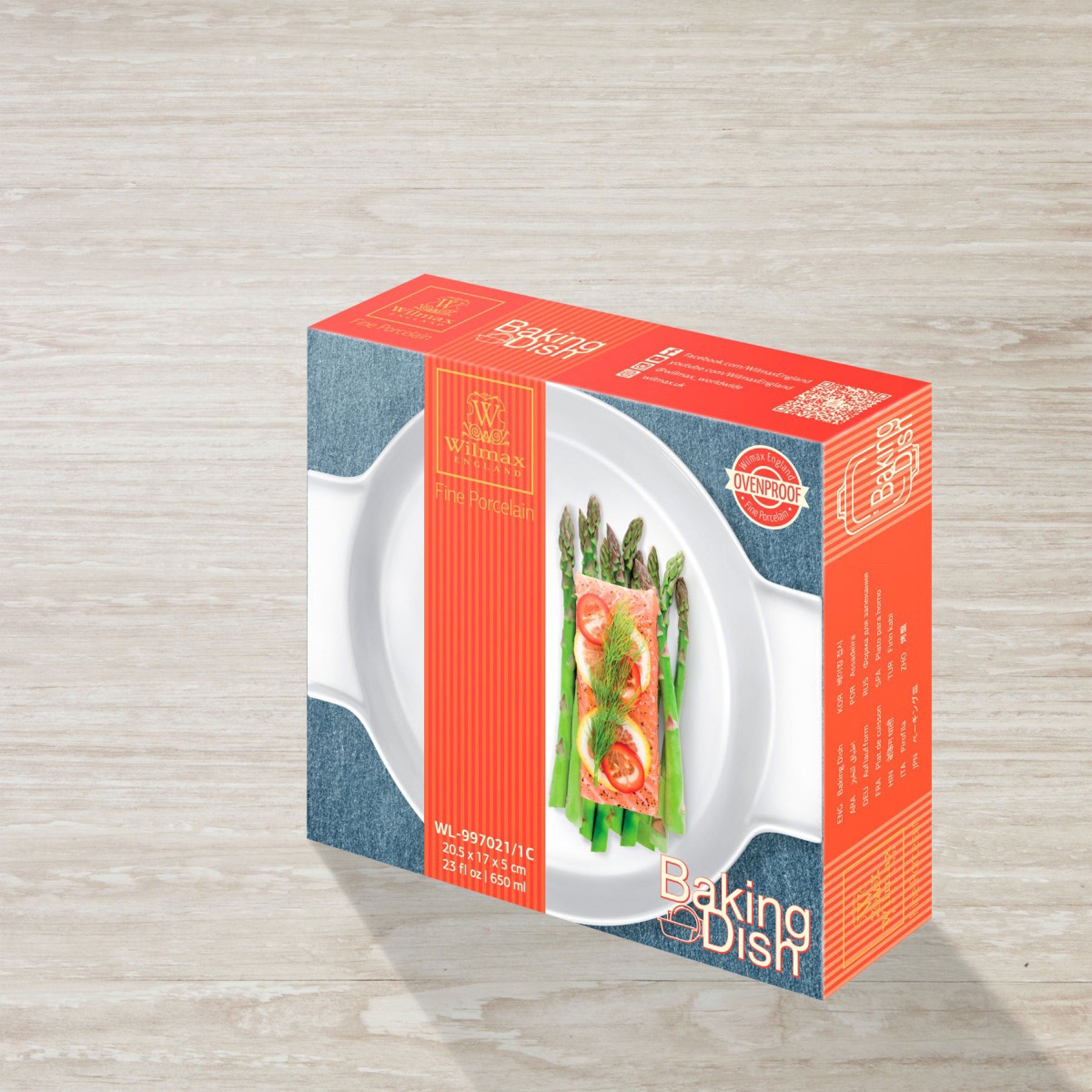Wilmax Auflaufform mit Griffen 650 ml Porzellan Weiß WL-997021/1C