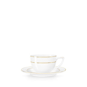 Wilmax Cappuccinotasse mit Untertasse 170 ml Weiß Goldrand Porzellan 2er Set WL-880102402/AB2