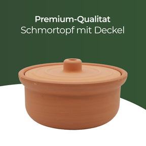 Viapot Small 1350 ml - Natur - Terrakotta-Schmortopf mit Deckel - 20×9 cm
